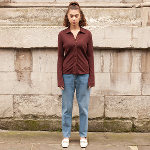 Versace Ribbed Shirt (Brown) UK 6-8