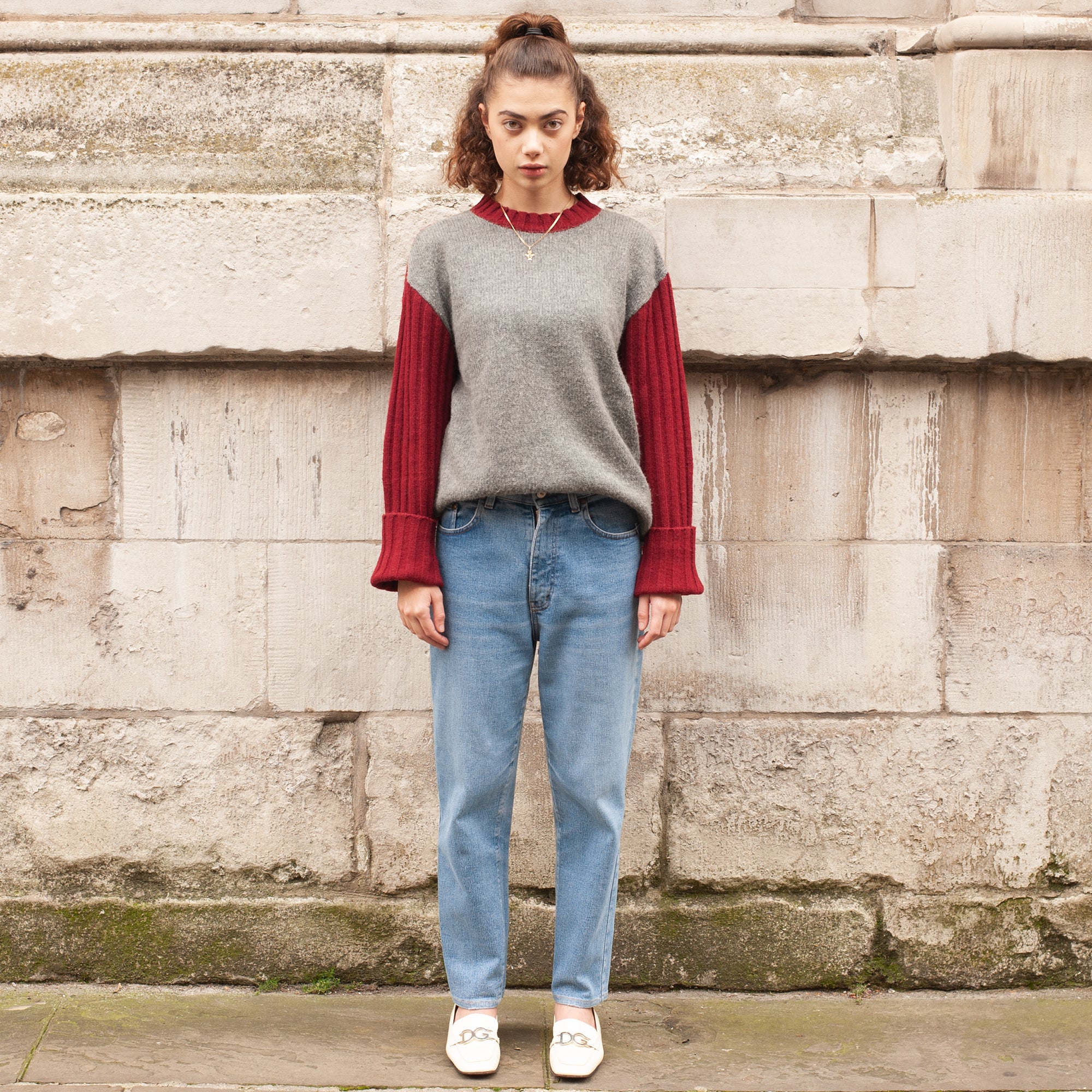 Dolce and Gabbana Contrast Block Jumper (Grey/Red) UK 8-12