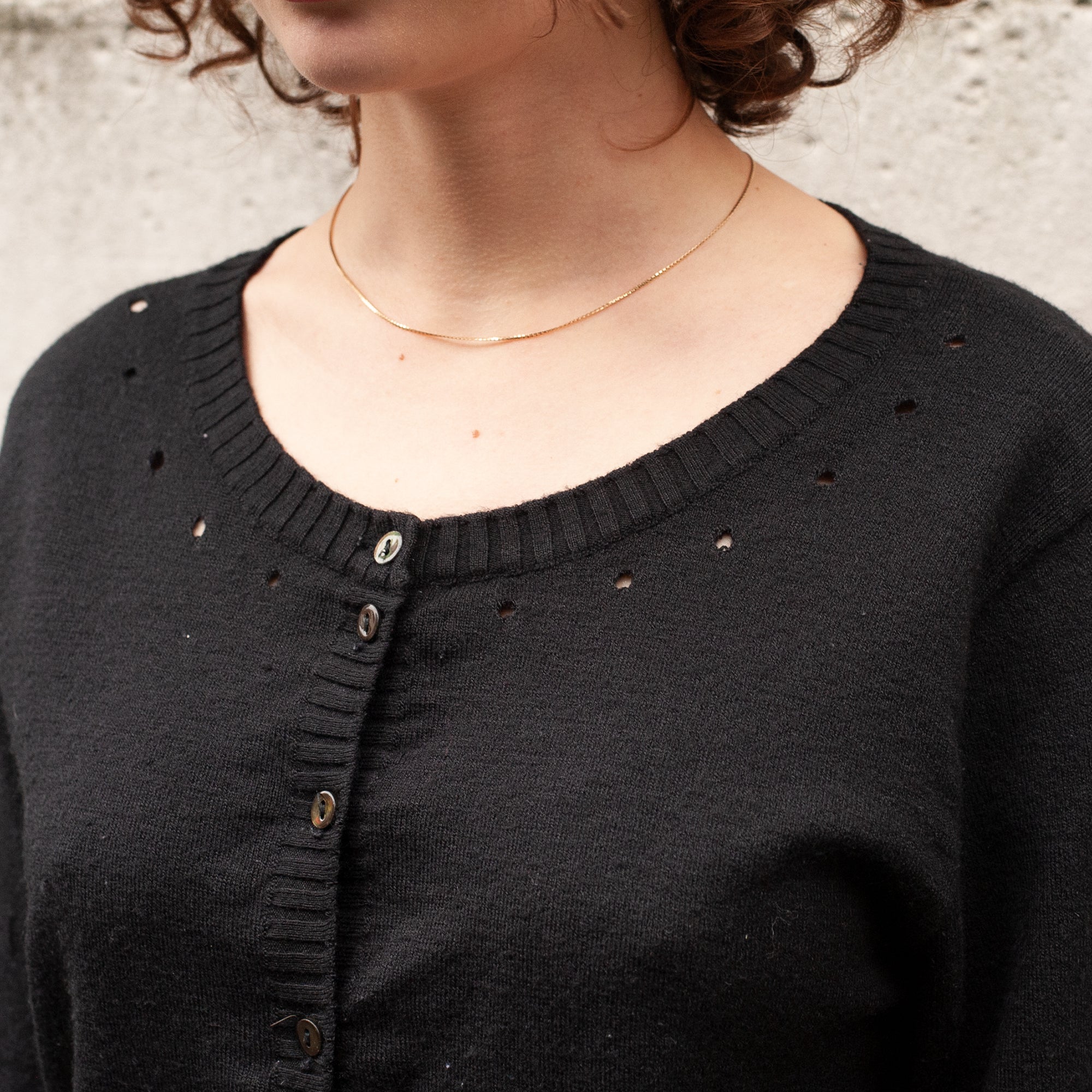 Moschino Perforated Neck Knit Cardigan (Black) UK 8-10