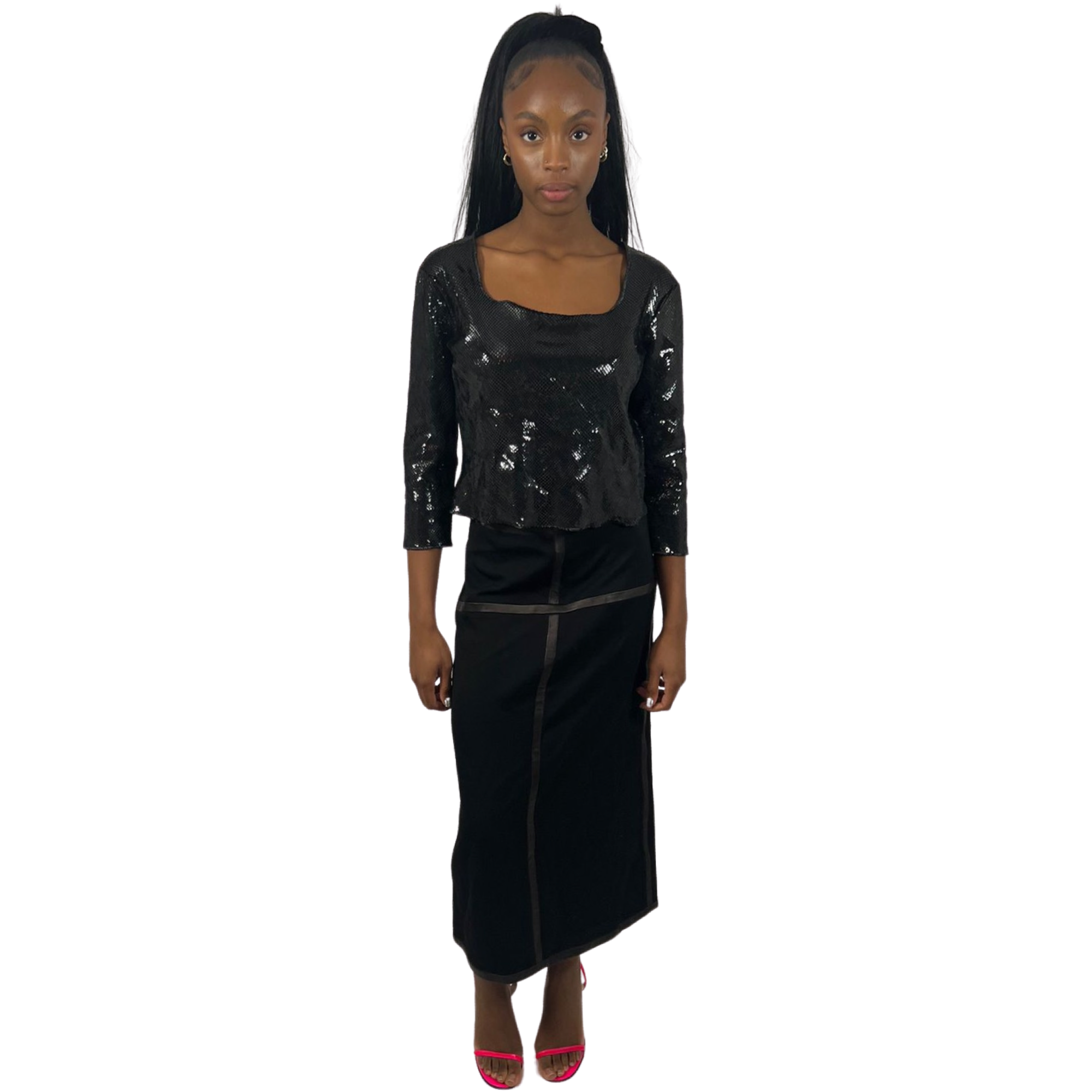 Byblos blu snakeskin long sleeve top (Black)